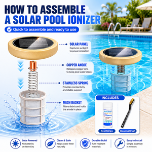 Ioniseur solaire pour <span class=keywords><strong>piscine</strong></span> Eco Clean Sanitizer, purificateur à tige de cuivre pour piscines enterrées, hors sol et à eau salée - Product Image 2