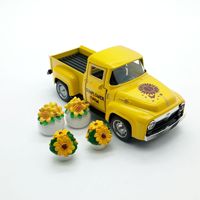 Modèle de camion en métal tournesol, ornement de voiture vintage, décoration tournesol, cadeau d'anniversaire