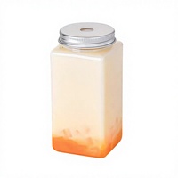 Bouteilles de thé au lait, café et jus de fruits en PET jetables, créatives et tendance, avec bouchon à vis carré/forme spéciale, 500 ml, vente en gros