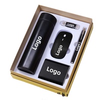 Set kotak hadiah promosi 5 dalam 1, Bank daya pena Usb Mouse Set hadiah pria ramah lingkungan produk 2024