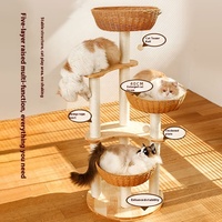 Nouveau cadre d'escalade multi-chat en bois massif de chêne intégré à trois chats