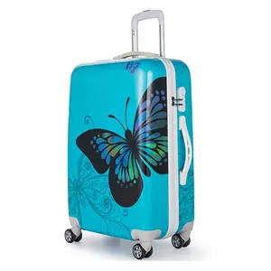 20 24 28英寸360度旅行手提箱女孩蝴蝶印花ABS PC 3pcs 4轮旋转器行李箱套装