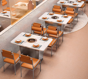 Mobiliario Comercial para Restaurantes: Parrilla Coreana BBQ, Mesa y Silla para Cafetería, Cabina de Café, Barra Metálica para Exteriores y Hogar - Product Image 4