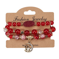 Go Party 7 Couleurs Style Bohème Élastique Multi-Couche Bracelet Strass Lapin Pendentif Bracelets Ensembles Fluorite Perles Bracelet
