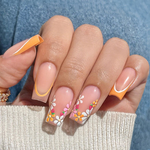 Venta al por Mayor de 24 <span class=keywords><strong>Uñas</strong></span> Postizas con Diseño Floral de Primavera/Verano, <span class=keywords><strong>Uñas</strong></span> <span class=keywords><strong>Francesas</strong></span> con Diseño de Pétalos, <span class=keywords><strong>Uñas</strong></span> Artificiales Elegantes y Reutilizables - Product Image 5