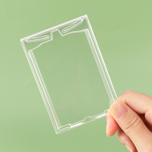 SUNSHING Transparent Mini Snap <b>Card</b> <b>Holder</b> New Trading <b>Card</b> Pack Case Modern Photo <b>Card</b> Clear Case Small Loyalty <b>Card</b> Hard Case - Product Image 4