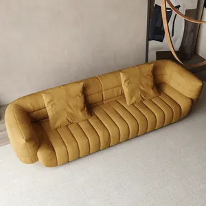 طقم أريكة من الجلد منزلي فاخر بتصميم حديث أريكة غرفة المعيشة الصوفية