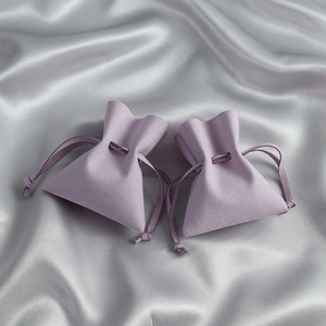 Microfiber Faux <b>Leather</b> Jewelry Bag Light Purple Triangle Drawstring Storage For Necklace Earring <b>Bracelet</b> Ring Headphone - Product Image 1