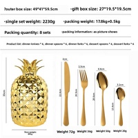 Offre Spéciale – Ensemble de Couverts Portables 24 Pièces en Acier Inoxydable Poli Miroir, Design Minimaliste Moderne, Motif Ananas