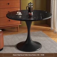 Table basse moderne minimaliste en dalle de pierre à motif tulipe de luxe, table de réunion compacte tendance pour la maison