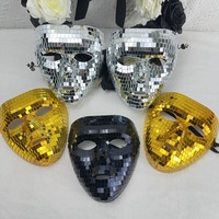 Nouveau or, argent et noir Halloween Disco Party miroir réfléchissant Surface danse fête masque vacances fête décoration pièce