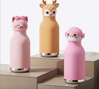 Botella de Agua con Diseño de Cabeza de Animal de Dibujos Animados, Personalizada al por Mayor, Aislada al Vacío, de Acero Inoxidable, Antiderrames, para Niños Escolares