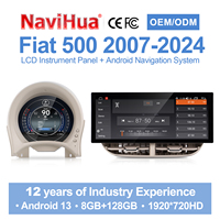 NaviHua Système Multimédia de Navigation GPS Automobile Amélioré avec Carplay, Écran Stéréo, Moniteur LCD, Tableau de Bord, Compteur de Vitesse pour Fiat 500 2007-2024