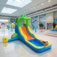 Château gonflable multifonctionnel et durable avec double toboggan, trampoline et zone de saut pour enfants - Modèle Tidea
