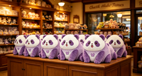 Peluche personnalisée, adorable panda violet, peluche douce pour la décoration de la maison, cadeau pour enfants, peluche au design personnalisé