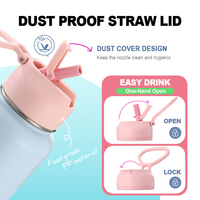 Échantillon Gratuit : Bouteille d'eau isotherme en acier inoxydable 304 à double paroi, anti-poussière, avec couvercle à paille, tasse de voyage