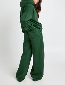 Ensemble 2 pièces pour femme, style hip-hop, grande taille, épaules tombantes, en molleton 100% coton, hiver, décontracté, confortable. - Product Image 2