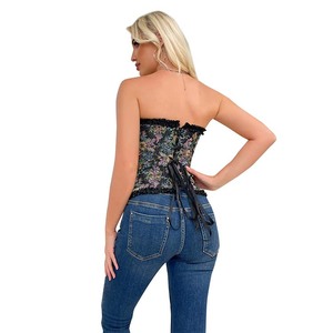 Impression à l'huile Floral Overbust Corset Taille Basques Vintage Shaper Medieval <span class=keywords><strong>Bustier</strong></span> Top Korset - Product Image 3