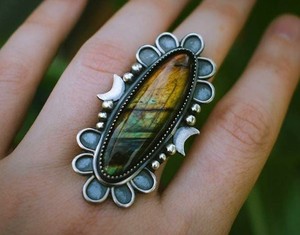 Maravilloso anillo de piedras preciosas de labradorita multifuego 925 Plata de ley sólida ODM declaración joyería fina OEM venta al por mayor piedra natal - Product Image 1