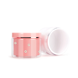 Silver Ring 200ml Refillable Double Wall Wide Mouth PET Body Butter container 200g Pink Cream Jars Plastic Skincare Jar