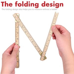 Règle pliante en bois 2M règle <span class=keywords><strong>pliable</strong></span> avec des mesures en pouces et métriques pour les ingénieurs électriciens charpentier - Product Image 3