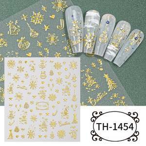 Pegatinas 3D en relieve doradas para <span class=keywords><strong>uñas</strong></span> Mocmaki con patrones navideños para manicura de invierno - Product Image 4