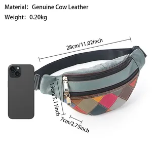 AndoBag Bolso de Pecho de Cuero Genuino Colorido para Mujer, Estilo Vintage, Bandolera Casual y Riñonera Portátil 3206 - Product Image 2