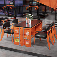 Ensemble de bar en bois massif personnalisable de style industriel avec structure métallique pour restaurant occidental