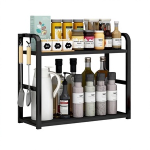 Étagère <span class=keywords><strong>de</strong></span> rangement en métal pour épices <span class=keywords><strong>de</strong></span> cuisine, multifonctionnelle, multi-niveaux, sans perçage, non pliable, portable, pour huile, sel, sauce, <span class=keywords><strong>vinaigre</strong></span> - Product Image 3