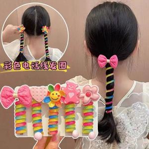 โบว์ผูกผมสายโทรศัพท์สีสันสดใสสายรัดผมแบบม้วนเกลียวอุปกรณ์เสริมสำหรับผมหางม้า - Product Image 2