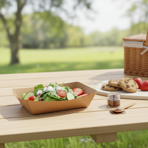 Emballage alimentaire moyen-haut 125x190xH45 en papier kraft de qualité alimentaire, biodégradable, pour plateau alimentaire, biscuits, salades, avec cire à sceller, lot de 125 - Product Image 3