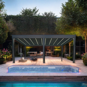 Pergola à lames orientables - Lames réglables et gouttière dissimulée - <span class=keywords><strong>Abri</strong></span> solaire durable <span class=keywords><strong>pour</strong></span> <span class=keywords><strong>jardin</strong></span> <span class=keywords><strong>de</strong></span> villa - Product Image 3