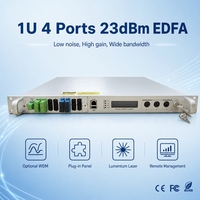 Amplificador Óptico EDFA de 4 Puertos y 23dbm con WDM, Amplificador de Fibra Co-dopada con Erbio e Ytterbio para Redes CATV, FTTH, FTTB y HFC