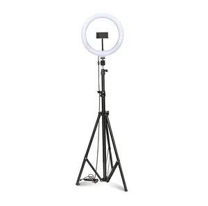 2024 Nieuwe Fabriek Groothandel Helderheid Selfie Mobiele Telefoon Live Uitzending 10 Inch Ringlamp Met Statief Stand