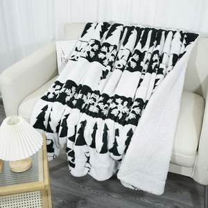 Giftable 3D Jacquard Cationic Christmas Print Sherpa Fleece <b>Blanket</b> for Home Fuzzy Soft Cozy <b>Thick</b> Warm Customized <b>Throw</b> <b>Blanket</b> - Product Image 2
