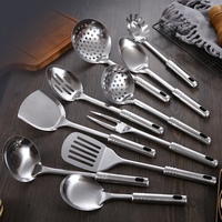 Ensemble d'ustensiles de cuisine en acier inoxydable de qualité supérieure, 10 pièces, spatule, louche à soupe, cuillère ajourée, résistant à la chaleur, antiadhésif, écologique