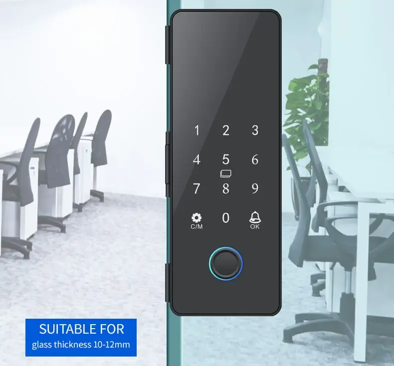Glomarket Serrure intelligente pour porte en verre Empreinte digitale Tuya app Télécommande BLE Eletronic Verrouillage automatique avec sonnette Serrure de porte en verre