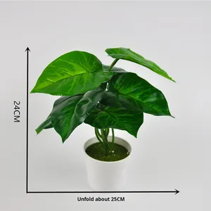 Миниатюрное искусственное растение бонсай из шелка с листьями в форме редиса и капельками воды, декоративное растение Гуаньинь в горшке, настенная зелень, рождественское украшение - Product Image 4