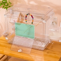 Grande Cage à Oiseaux Moderne de Luxe en Acrylique et Métal pour Perroquets, Modèle Villa à Broderie Oculaire, de Taille Moyenne