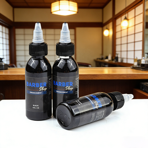 Encre de tatouage aérographe <span class=keywords><strong>Barber</strong></span> pour l'amélioration et la coloration des cheveux Noir & Brun Certifiée USA & CE 100ml/60ml Liquide - Product Image 1