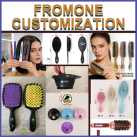 Brosse à cheveux laser en plastique Private Happy avec poils en nylon pour salon, barbier, usage domestique, démêlage des cheveux bouclés, peigne ventilé tendance