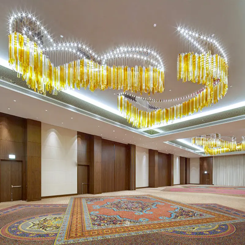Hotel restaurant lobby chandelier creative design shaped gold Amber ceiling lamp Villa ballroom decorative chandelier