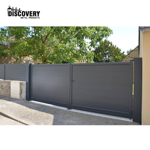 Villa siyah dış alüminyum Driveway kapıları salıncak kapısı çift salıncak kapısı otomatik açık alüminyum kapı giriş için - Product Image 5