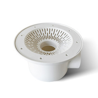 Drain de fond de bassin à poissons professionnel en PVC blanc en forme de corne, écologique, fonction eaux usées/filtration, installation facile pour l'aquaculture