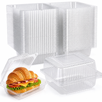 Vente en gros Boîte d'emballage jetable pour biscuits en plastique transparent Conteneur à gâteaux à charnière à emporter pour aliments de boulangerie Biscuit Dessert Pâtisserie