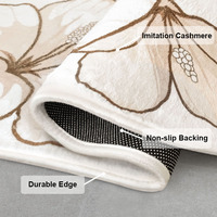 Tapis d'appoint en fausse laine style pastoral frais, motifs floraux élégants, pour chevet