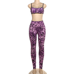 New Women's <strong>Clothing</strong>-Casual Sexy <strong>Tomboy</strong> Leopard Print Halter Top and High-waisted Skinny Shorts Two-piece Set - Product Image 4
