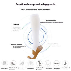 Pour <span class=keywords><strong>Amazon</strong></span> cuivre ion <span class=keywords><strong>Compression</strong></span> tricoté chaussettes couleur unie équipage haute élastique en plein air cyclisme Long Tube sport pression chaussettes - Product Image 3