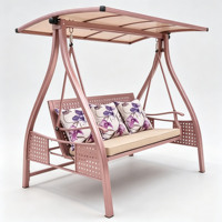 Balançoire double en alliage d'aluminium de style minimaliste couleur cuivre, idéale pour la cour de villa, le jardin ou l'extérieur.