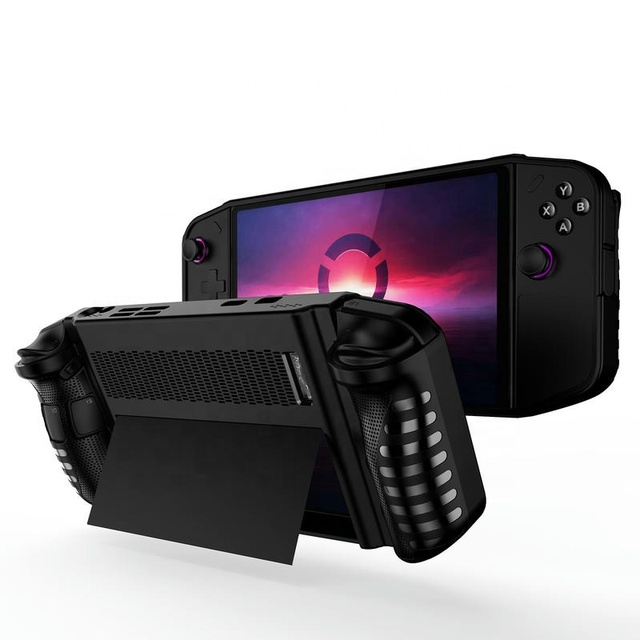 For Lenovo Legion GO Protective Case PC TPU Case Cover Kickstand Gaming Console Accessories Handheld Shockproof Non-Slip Black
